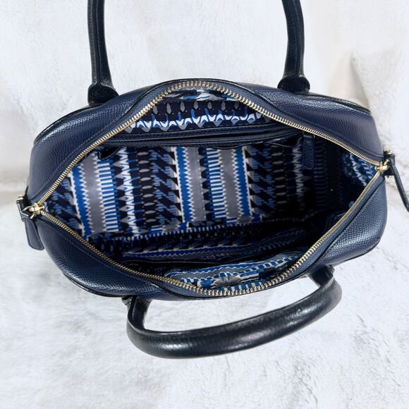 Vera Bradley Bowled Over convertible satchel navy blue black leather - Picture 7 of 10